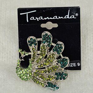 Taramanda Peacock Ring Size 9 Womans Jewelry Blue Green NEW